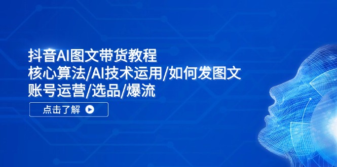 抖音AI图文带货教程：核心算法/AI技术运用/如何发图文/账号运营/选品/爆流-云库资源