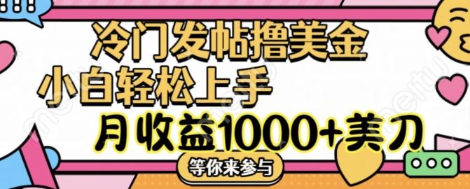 冷门发帖撸美金项目，月收益1000+美金，简单无脑，干就完了【揭秘】-云库资源