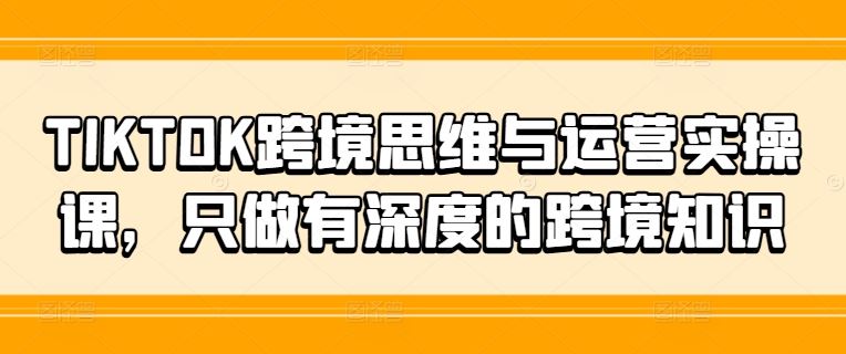 TIKTOK跨境思维与运营实操课，只做有深度的跨境知识-云库资源