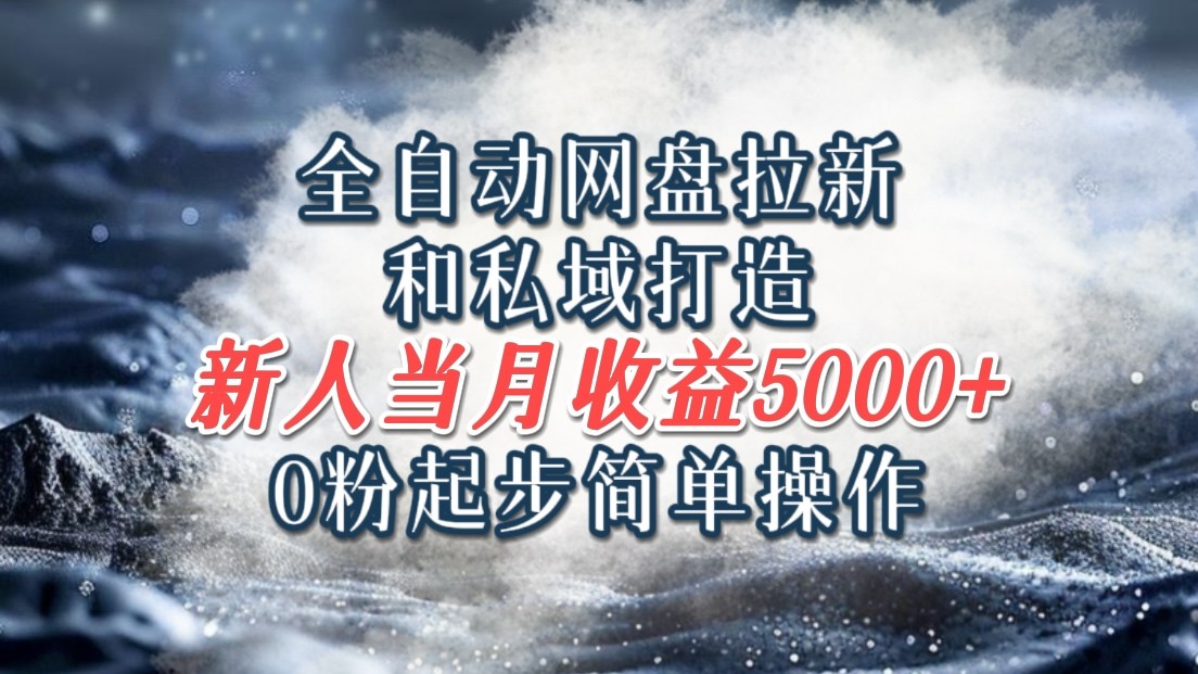 全自动网盘拉新和私域打造，0粉起步简单操作，新人入门当月收益5000以上-云库资源