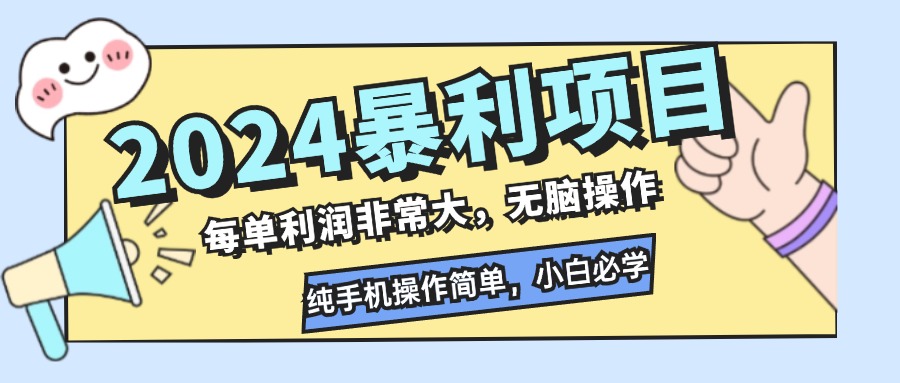 （12130期）2024暴利项目，每单利润非常大，无脑操作，纯手机操作简单，小白必学项目-云库资源