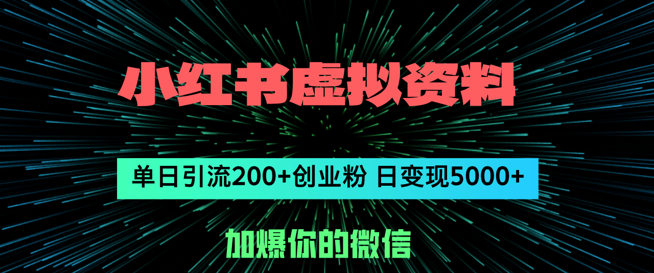 （12164期）小红书虚拟资料日引流200+创业粉，单日变现5000+-云库资源