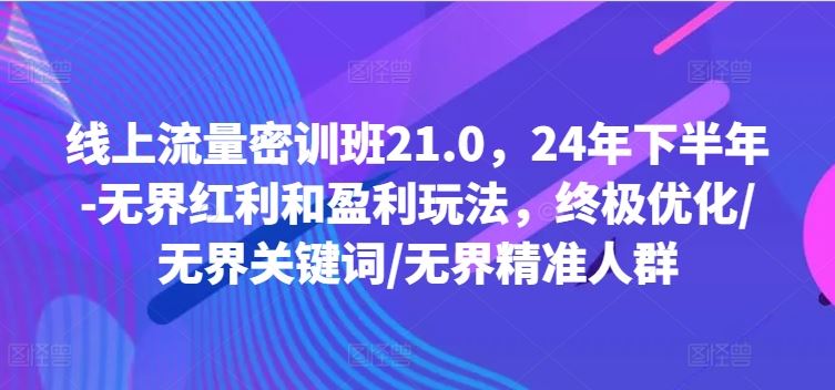 线上流量密训班21.0，24年下半年-无界红利和盈利玩法，终极优化/无界关键词/无界精准人群-云库资源