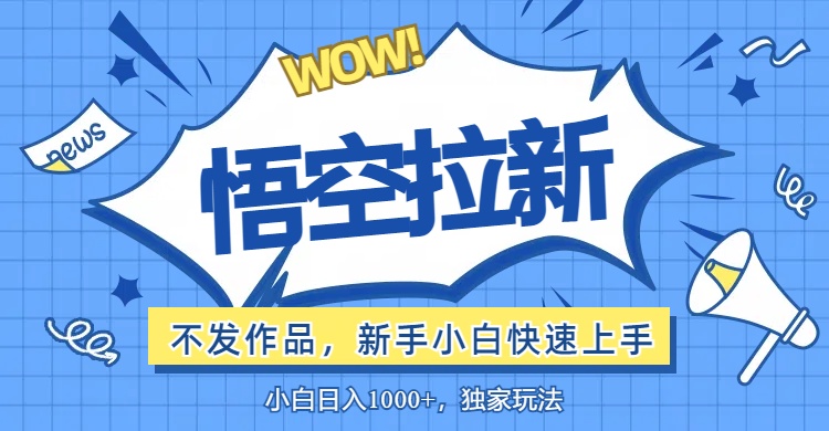 （12243期）悟空拉新最新玩法，无需作品暴力出单，小白快速上手-云库资源