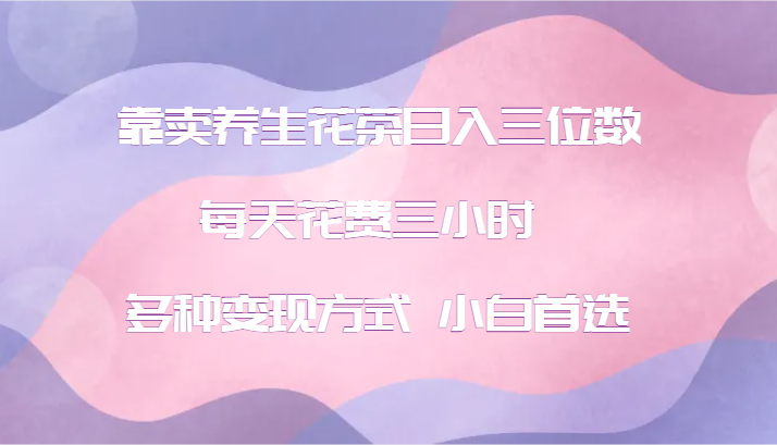 靠卖养生花茶日入三位数，每天花费三小时 多种变现方式 小白首选-云库资源