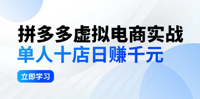 （12326期）拼多多虚拟电商实战：单人10店日赚千元，深耕老项目，稳定盈利不求风口-云库资源