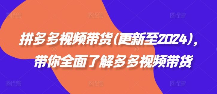 拼多多视频带货(更新至2024)，带你全面了解多多视频带货-云库资源