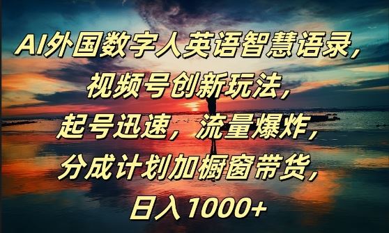 AI外国数字人英语智慧语录，视频号创新玩法，起号迅速，流量爆炸，日入1k+【揭秘】-云库资源