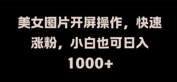 美女图片开屏操作，快速涨粉，小白也可日入1k【揭秘】-云库资源