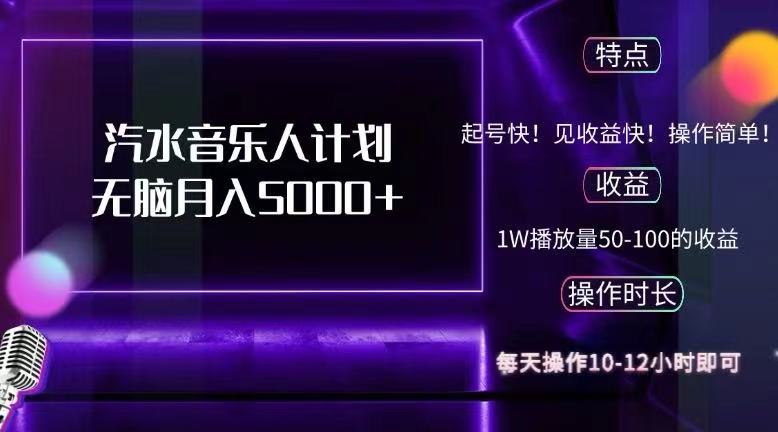 （12429期）抖音汽水音乐人计划无脑月入5000+-云库资源