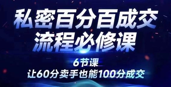 私密百分百成交流程线上训练营，绝对成交，让60分卖手也能100分成交-云库资源