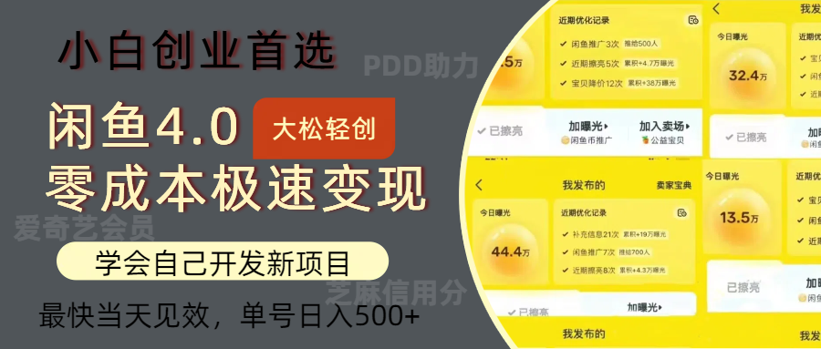 （12434期）闲鱼0成本极速变现项目，多种变现方式 单号日入500+最新玩法-云库资源