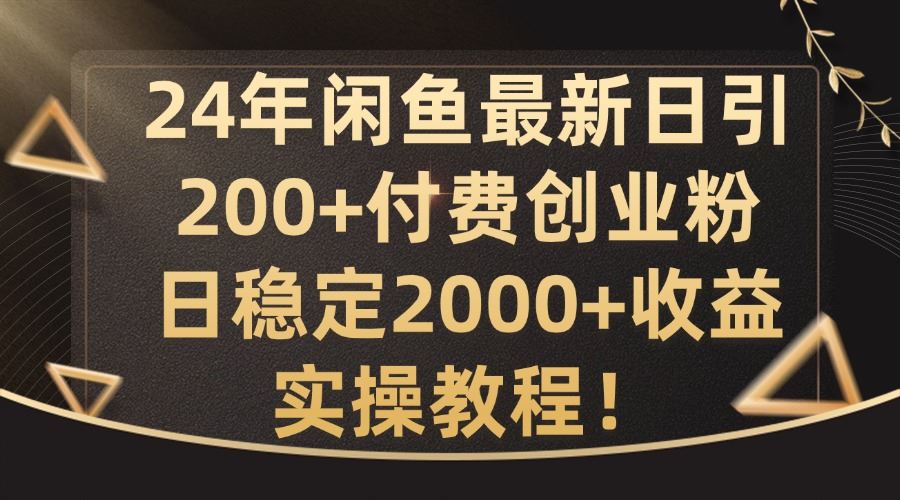 24年闲鱼最新日引200+付费创业粉日稳2000+收益，实操教程【揭秘】-云库资源