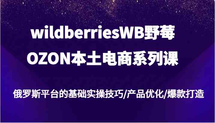 wildberriesWB野莓/OZON本土电商系列课，俄罗斯平台的基础实操技巧/产品优化/爆款打造-云库资源