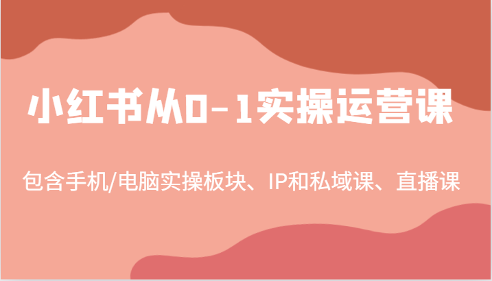 小红书从0-1实操运营课，包含手机/电脑实操板块、IP和私域课、直播课（97节）-云库资源