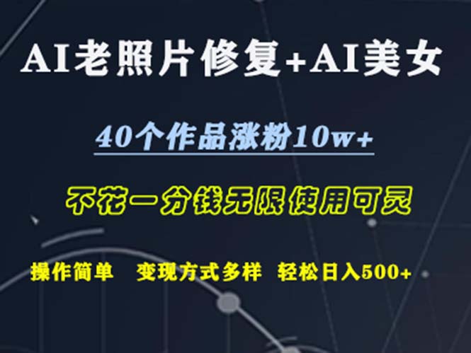 （12489期）AI老照片修复+AI美女玩发  40个作品涨粉10w+  不花一分钱使用可灵  操…-云库资源