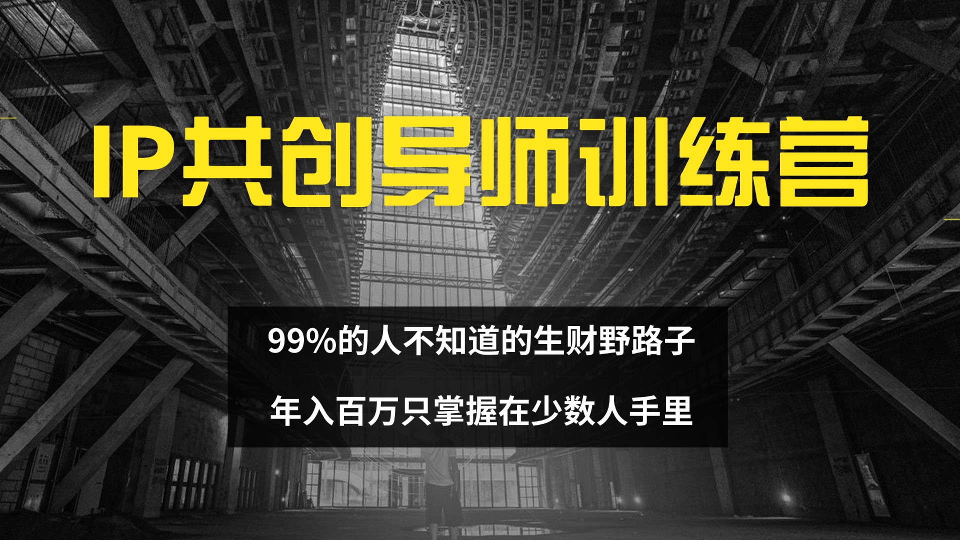 （12504期）IP共创导师训练营 99%的人不知道的生财野路子 只掌握在少数人手里-云库资源