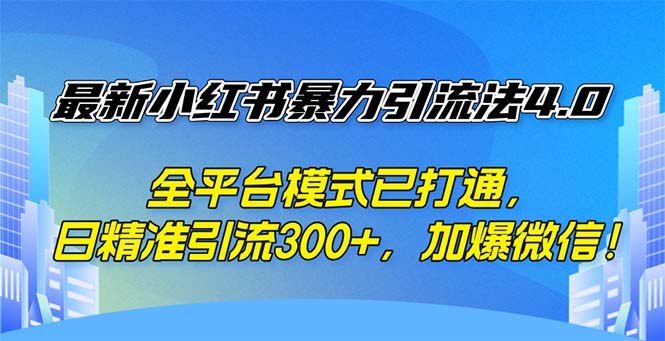 （12505期）最新小红书暴力引流法4.0， 全平台模式已打通，日精准引流300+，加爆微…-云库资源