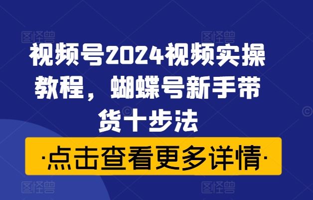 视频号2024视频实操教程，蝴蝶号新手带货十步法-云库资源