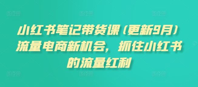 小红书笔记带货课(更新9月)流量电商新机会，抓住小红书的流量红利-云库资源
