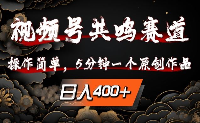 视频号共鸣赛道，操作简单，5分钟1个原创作品，日入几张【揭秘】-云库资源