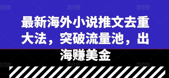 最新海外小说推文去重大法，突破流量池，出海赚美金-云库资源