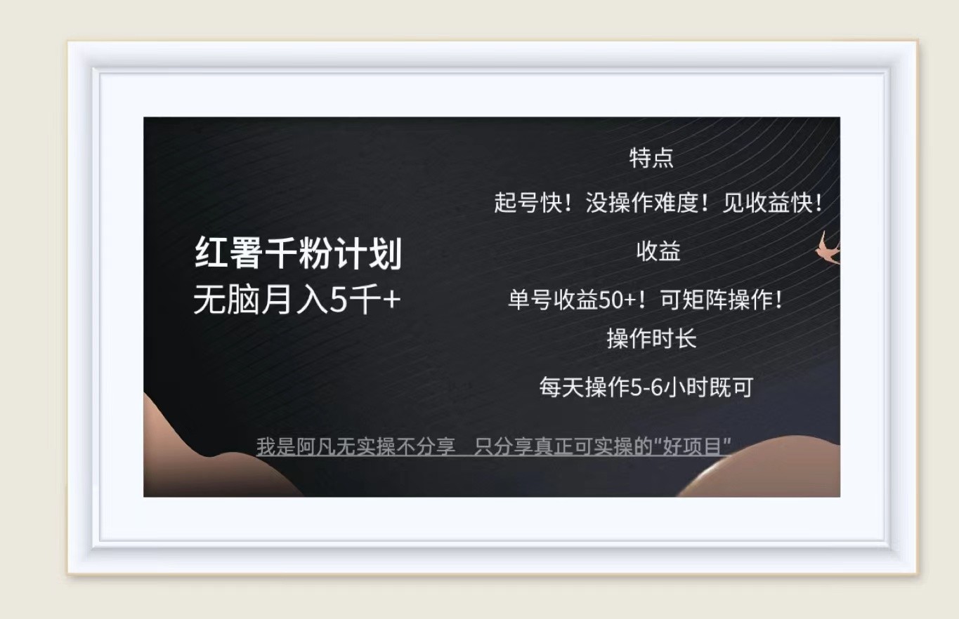 红薯千粉计划无脑月入5千+！既做既赚！-云库资源