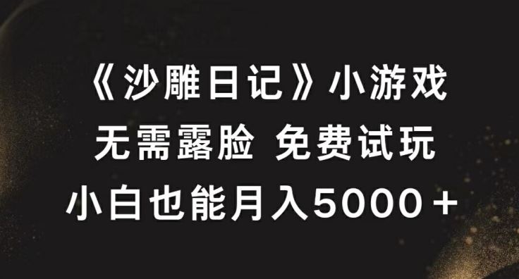 《沙雕日记》小游戏，无需露脸免费试玩，小白也能月入5000+【揭秘】-云库资源