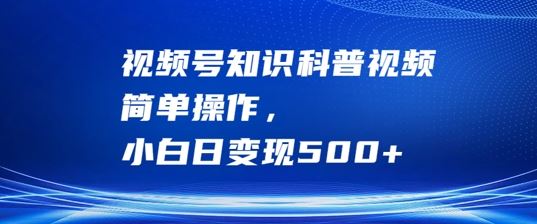 视频号知识科普视频，简单操作，小白日变现500+【揭秘】-云库资源