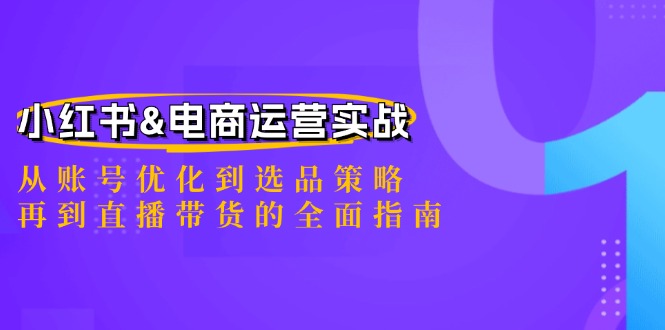小红书&电商运营实战：从账号优化到选品策略，再到直播带货的全面指南-云库资源