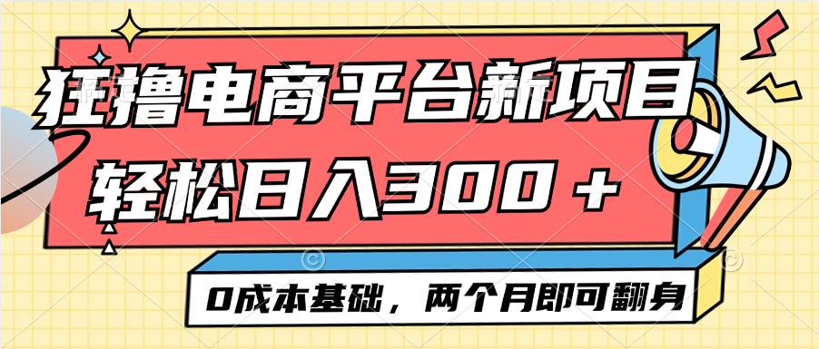 （12685期）电商平台新赛道变现项目小白轻松日入300＋0成本基础两个月即可翻身-云库资源