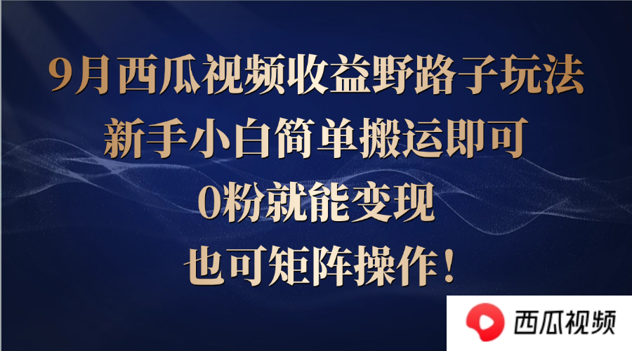 （12760期）西瓜视频收益野路子玩法，新手小白简单搬运即可，0粉就能变现，也可矩…-云库资源