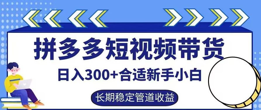 拼多多短视频带货日入300+有长期稳定被动收益，合适新手小白【揭秘】-云库资源