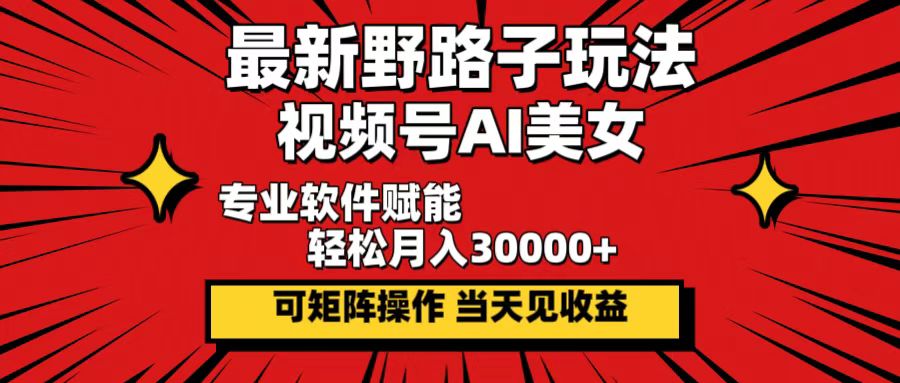 （12798期）最新野路子玩法，视频号AI美女，当天见收益，轻松月入30000＋-云库资源