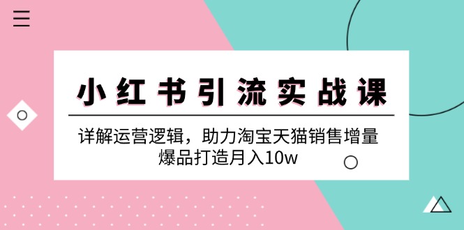 小红书引流实战课：详解运营逻辑，助力淘宝天猫销售增量，爆品打造月入10w-云库资源