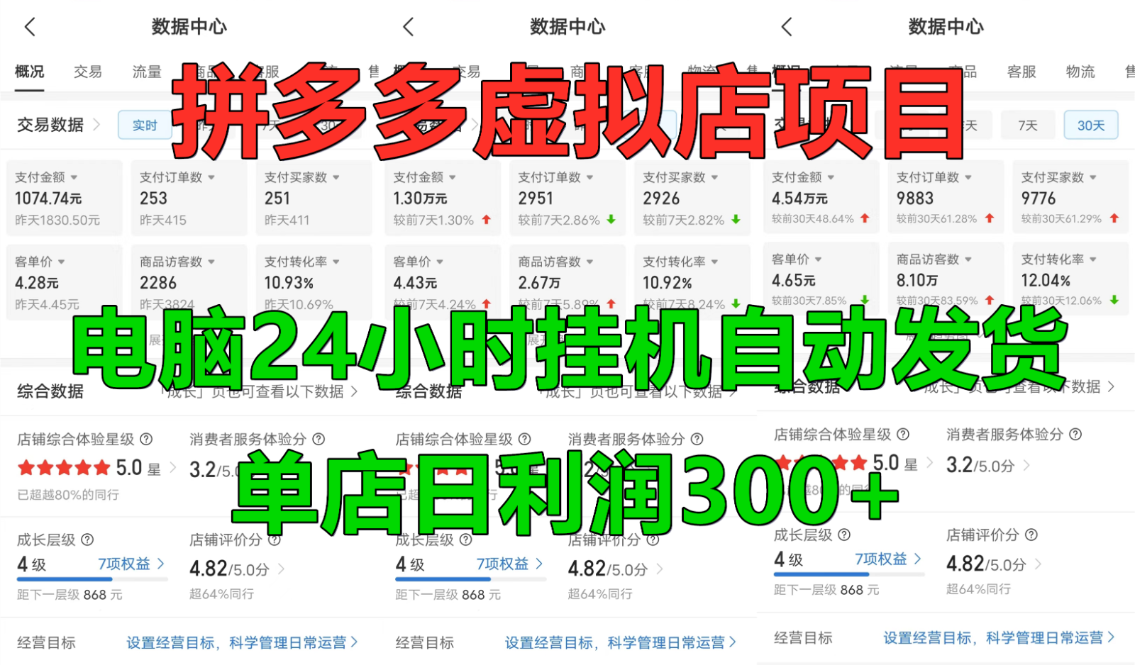 拼多多虚拟店铺项目，电脑挂机自动发货，单店日利润300+-云库资源