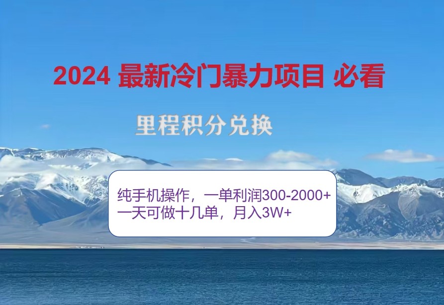 2024惊爆冷门暴利，里程积分最新玩法，高爆发期，一单300+—2000+-云库资源