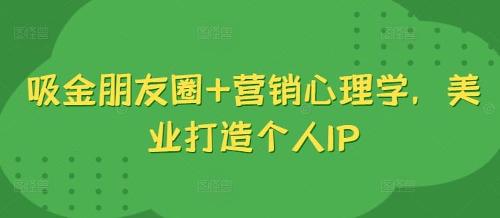 吸金朋友圈+营销心理学，美业打造个人IP-云库资源