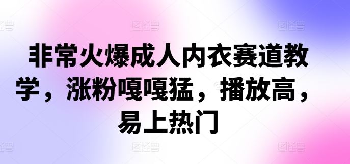 非常火爆成人内衣赛道教学，​涨粉嘎嘎猛，播放高，易上热门-云库资源