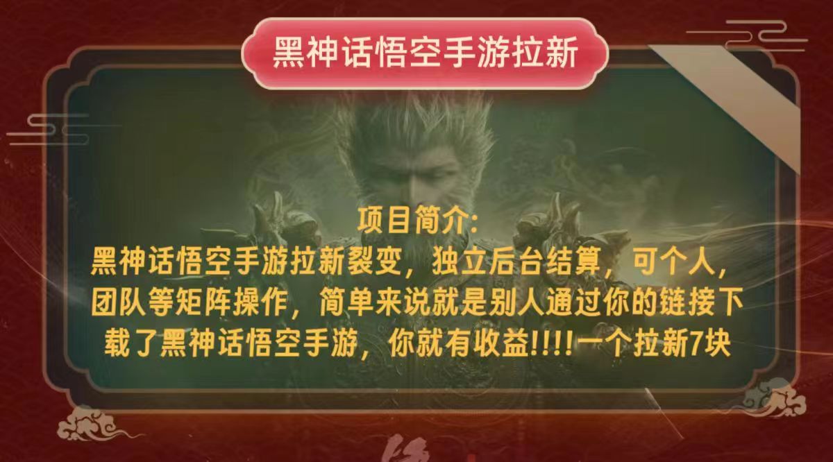 （12949期）黑神话悟空小白简单无脑操作拉新单天收益一千+-云库资源