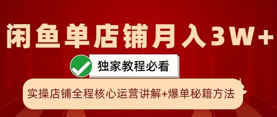 闲鱼单店铺月入3W+实操展示，爆单核心秘籍，一学就会【揭秘】-云库资源