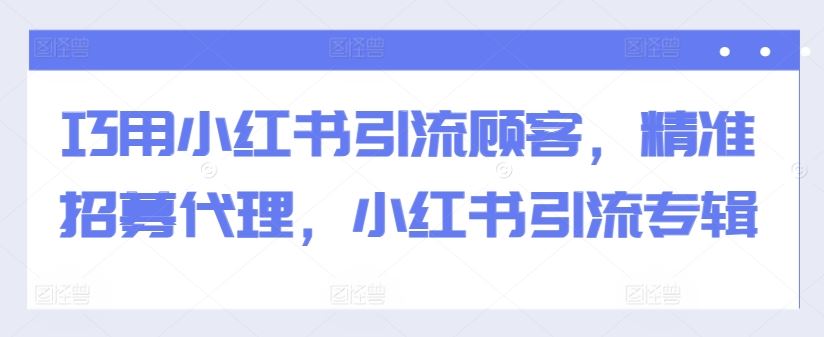 巧用小红书引流顾客，精准招募代理，小红书引流专辑-云库资源