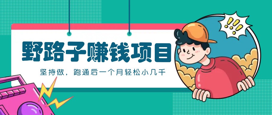 一个人就能操作的野路子赚钱项目，零成本零门槛坚持做，跑通后一个月小几千！-云库资源