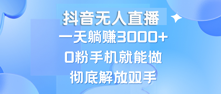 （13038期）抖音无人直播，一天躺赚3000+，0粉手机就能做，新手小白均可操作-云库资源