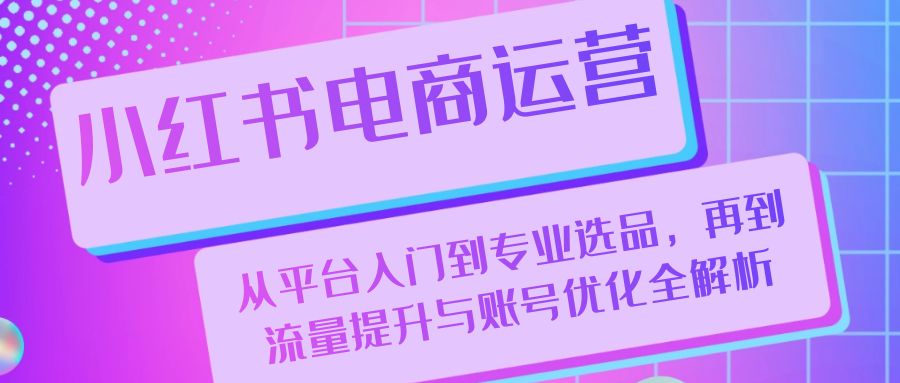 小红书电商运营：从平台入门到专业选品，再到流量提升与账号优化全解析-云库资源