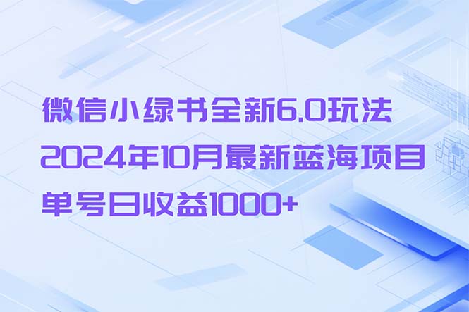 （13052期）微信小绿书全新6.0玩法，2024年10月最新蓝海项目，单号日收益1000+-云库资源