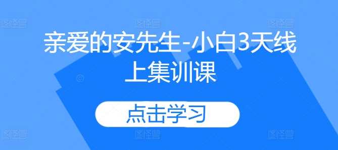 亲爱的安先生-小白3天线上集训课-云库资源