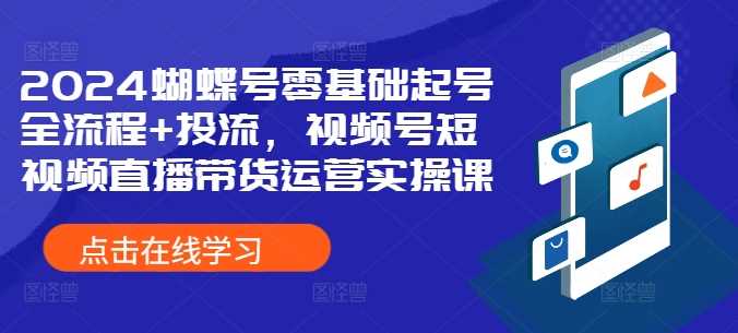2024蝴蝶号零基础起号全流程+投流，视频号短视频直播带货运营实操课-云库资源