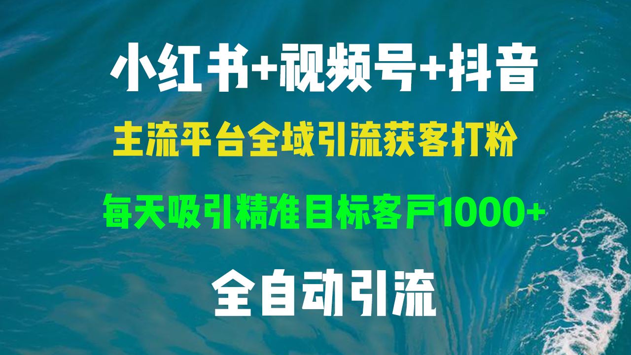 （13104期）小红书，视频号，抖音主流平台全域引流获客打粉，每天吸引精准目标客户…-云库资源