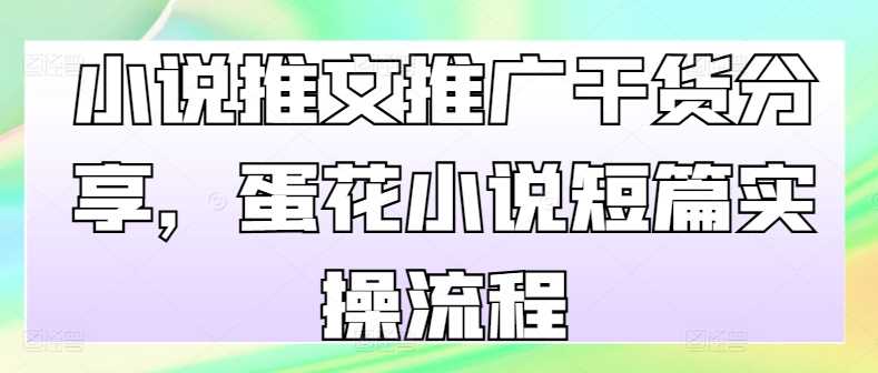 小说推文推广干货分享，蛋花小说短篇实操流程-云库资源